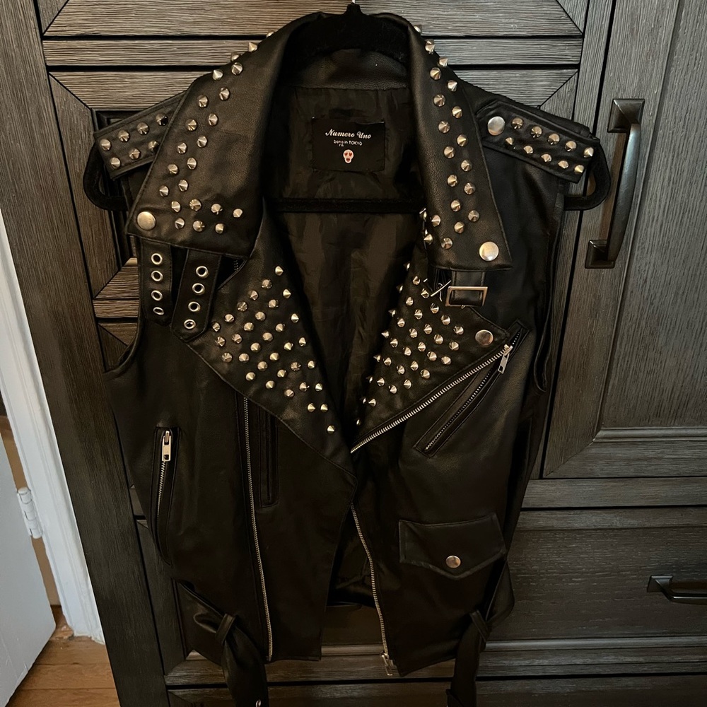 Faux Leather Studded Vest